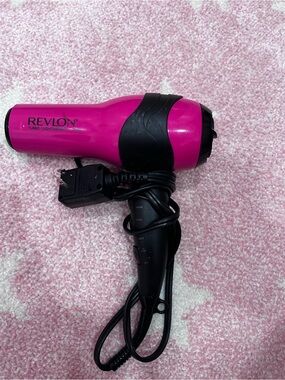 Revlon Hot Pink Travel Hair Dryer with Black Accents